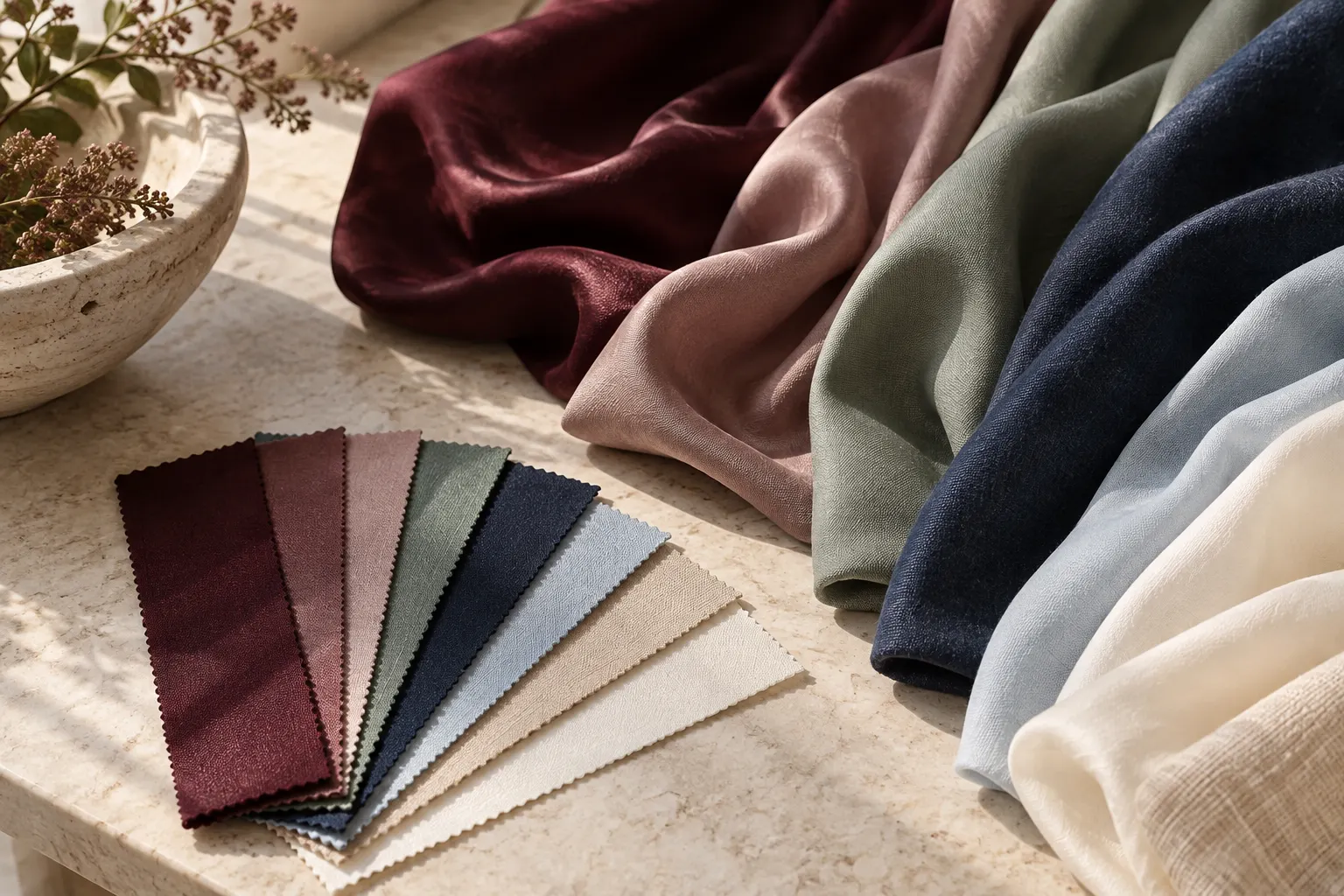 Étoffes de différentes couleurs pour une analyse colorimétrique